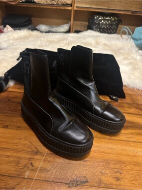 Fenty Puma by Rihanna Chelsea Sneaker Boots in black leather.